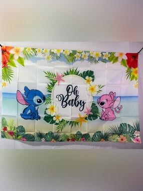 Lilo & Stitch “Oh Baby” Backdrop Banner 5x3Ft.